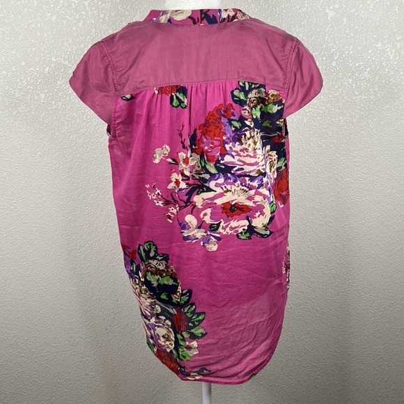 Soft Surroundings Purple & Cream Floral 2 Piece Short Sleeve Top Size Small - Picture 5 of 7